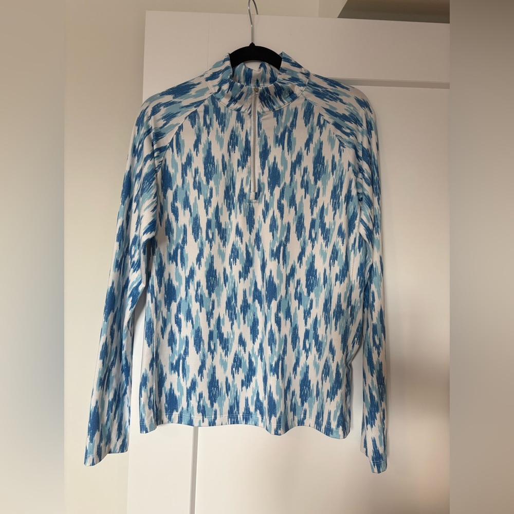 Lady Hagen Blue & White Quarter-Zip Long Sleeve Top